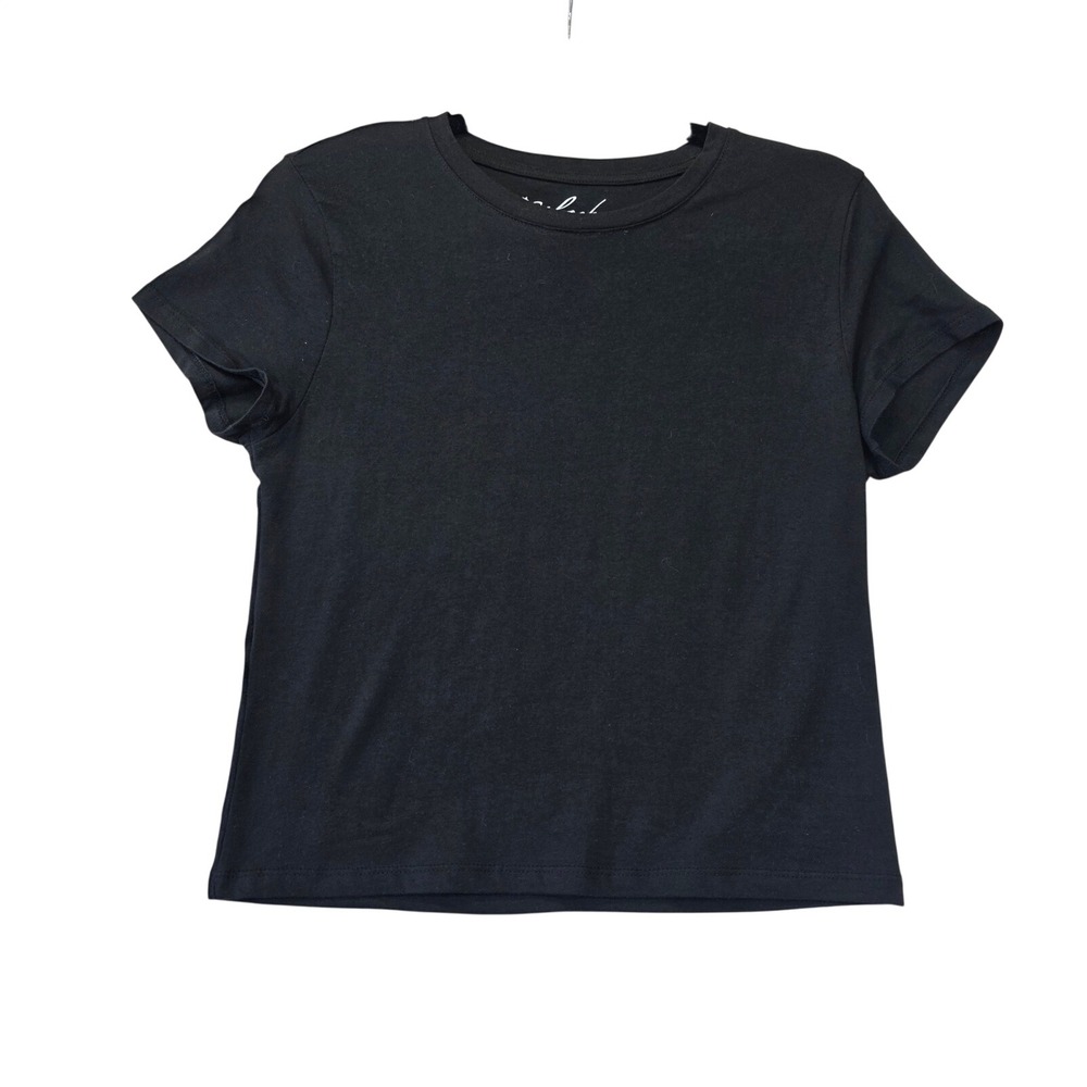 Splash Black Cute & Cropped Baby Tee Short Sleeve Cotton Stretch Top L Cropped